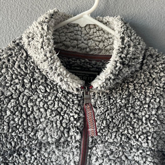 True Grit - Women Sherpa 1/4 Zip Grey Pullover - Picture 3 of 11